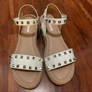 Cushionaire Melissa White Studded Platform Sandals
